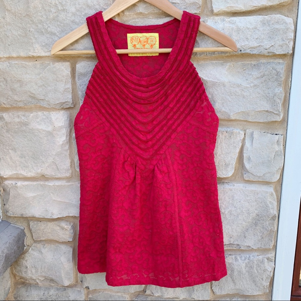 Free People Magenta Lace Tank